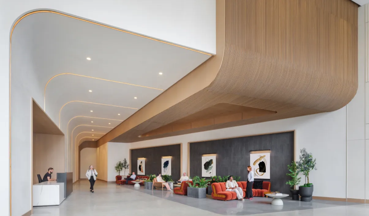 Lobby seating area viewed from the entry